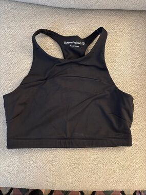 Outdoor Voices Black High-Neck Racerback Sports Bra